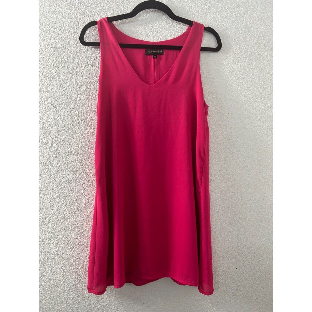 Mary & Mabel Womens Sleeveless Shift Pink Dress V-Neck BarbieCon Size‎ Large